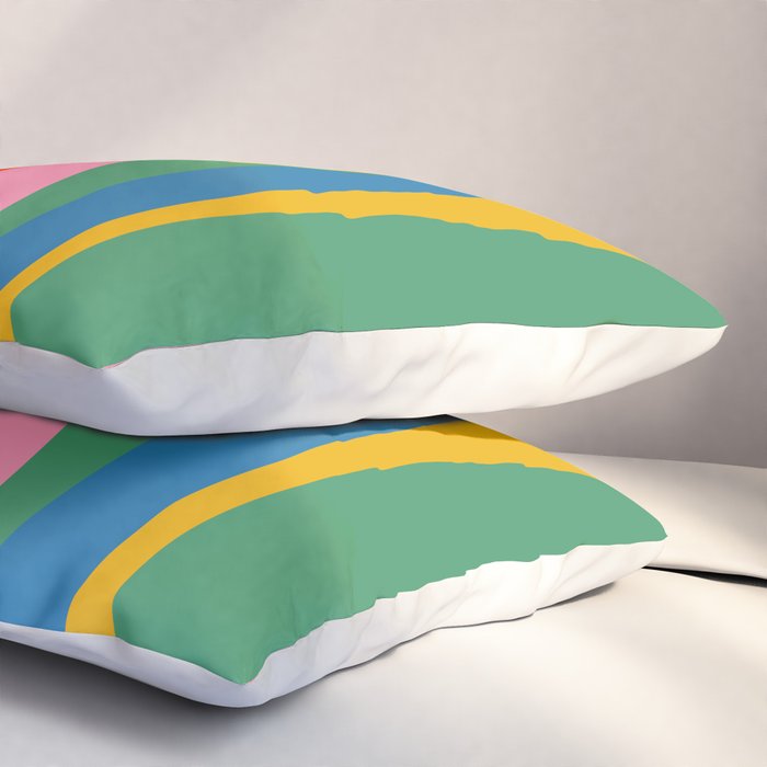 Wild Stripes Colorful Modern Abstract Pop Pattern Blue Pink Red Green Mustard Yellow Pillow Sham Gallery Image 3