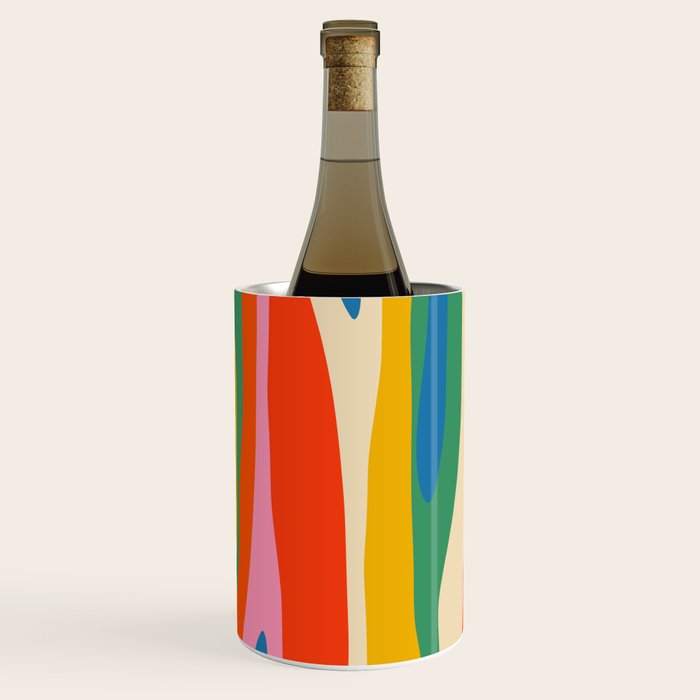 Wild Stripes Colorful Modern Abstract Pop Pattern Blue Pink Red Green Mustard Yellow Wine Chiller Gallery Image 2