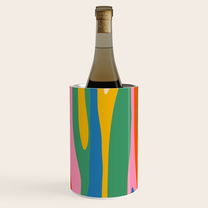 Wild Stripes Colorful Modern Abstract Pop Pattern Blue Pink Red Green Mustard Yellow Wine Chiller Gallery Image 3