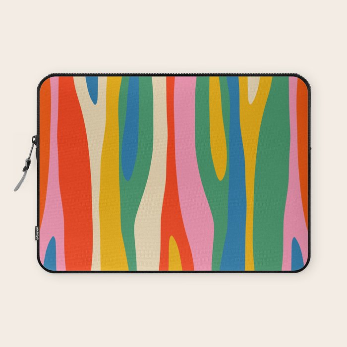 Wild Stripes Colorful Modern Abstract Pop Pattern Blue Pink Red Green Mustard Yellow Laptop Sleeve Gallery Image 1