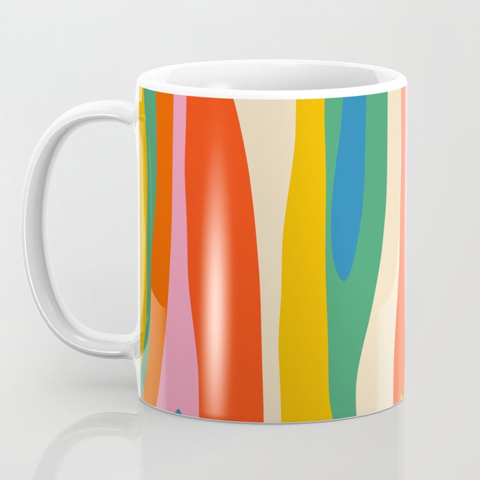 Wild Stripes Colorful Modern Abstract Pop Pattern Blue Pink Red Green Mustard Yellow Coffee Mug Gallery Image 3