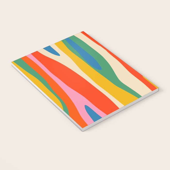 Wild Stripes Colorful Modern Abstract Pop Pattern Blue Pink Red Green Mustard Yellow Notebook Gallery Image 3