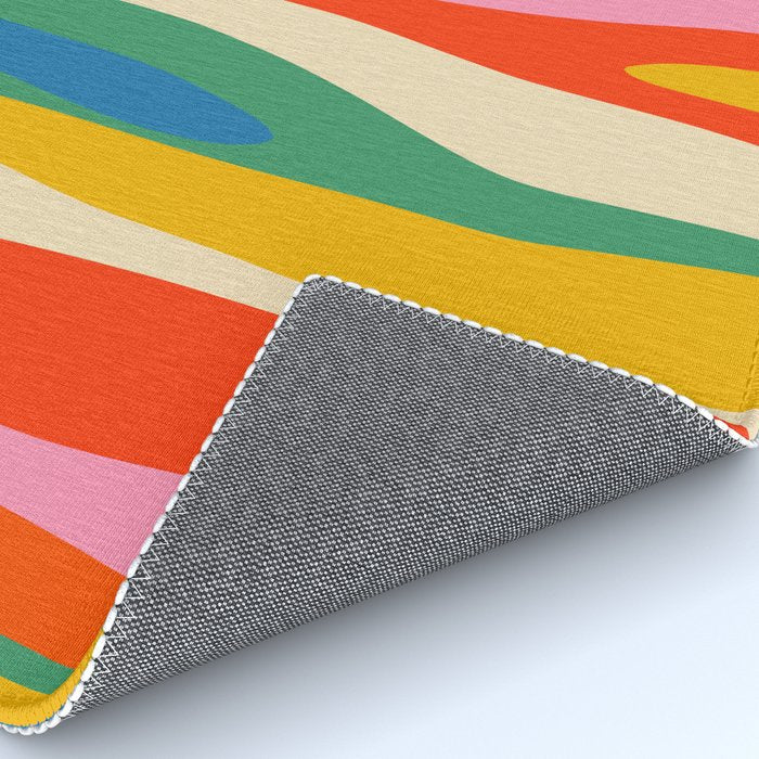 Wild Stripes Colorful Modern Abstract Pop Pattern Blue Pink Red Green Mustard Yellow Rug Gallery Image 4