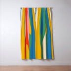 Wild Stripes Colorful Modern Abstract Pop Pattern Blue Pink Red Green Mustard Yellow Window Curtain Gallery Image 3