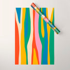 Wild Stripes Colorful Modern Abstract Pop Pattern Blue Pink Red Green Mustard Yellow Wrapping Paper Gallery Image 1