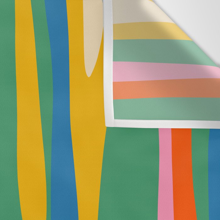 Wild Stripes Colorful Modern Abstract Pop Pattern Blue Pink Red Green Mustard Yellow Wall Tapestry Gallery Image 3