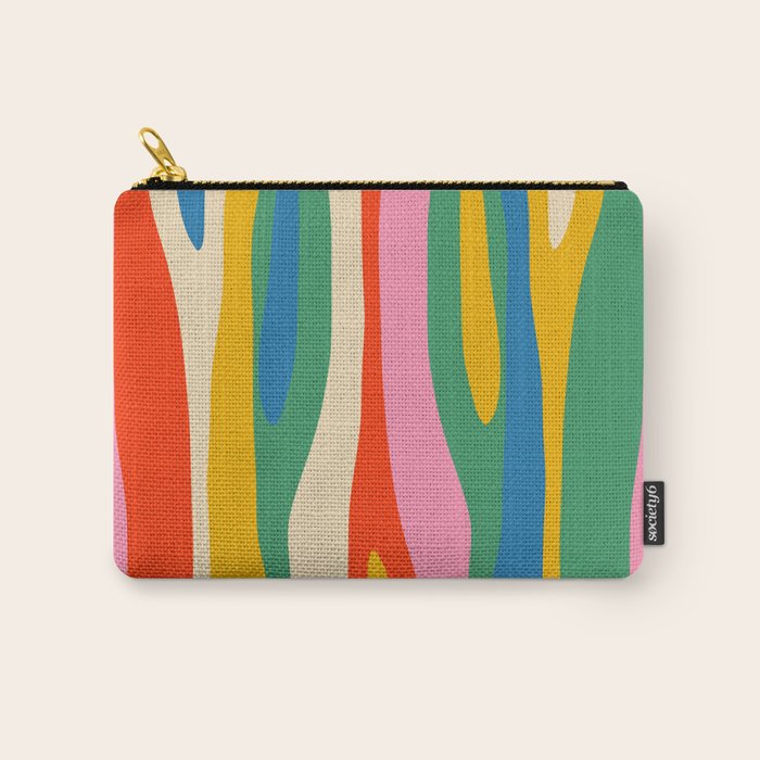 Wild Stripes Colorful Modern Abstract Pop Pattern Blue Pink Red Green Mustard Yellow Carry All Pouch Gallery Image 1