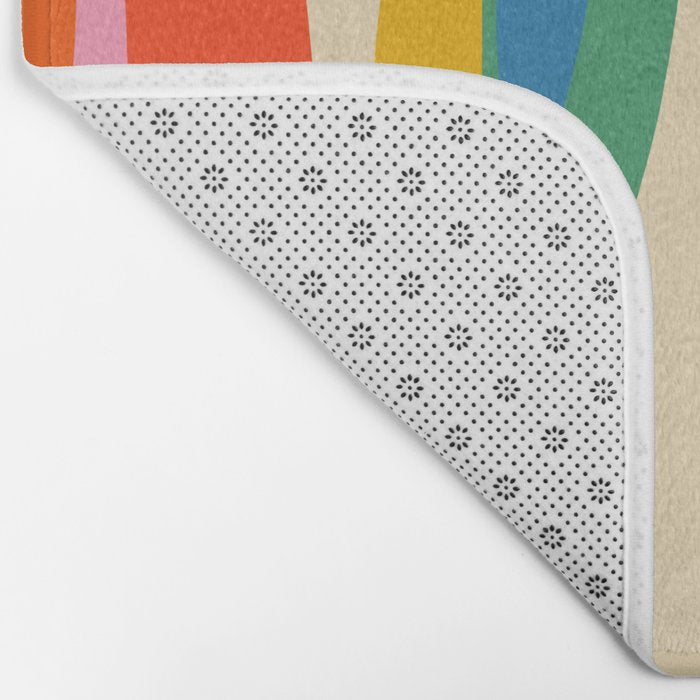 Wild Stripes Colorful Modern Abstract Pop Pattern Blue Pink Red Green Mustard Yellow Bath Mat Gallery Image 2