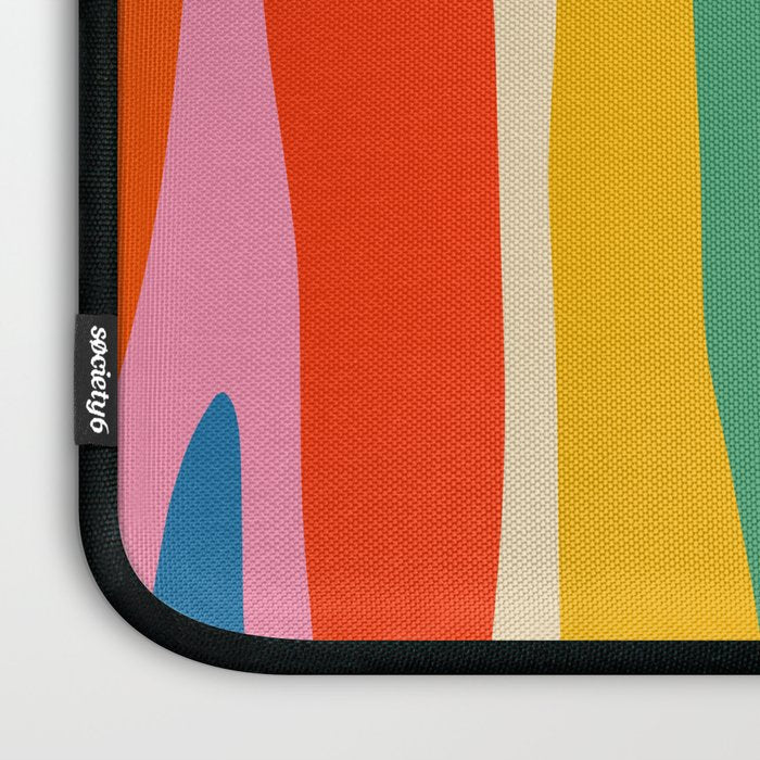 Wild Stripes Colorful Modern Abstract Pop Pattern Blue Pink Red Green Mustard Yellow Laptop Sleeve Gallery Image 3