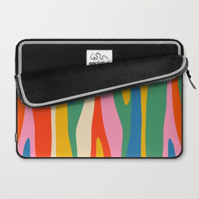Wild Stripes Colorful Modern Abstract Pop Pattern Blue Pink Red Green Mustard Yellow Laptop Sleeve Gallery Image 2