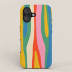 Wild Stripes Colorful Modern Abstract Pop Pattern Blue Pink Red Green Mustard Yellow iPhone Case Gallery Image 1
