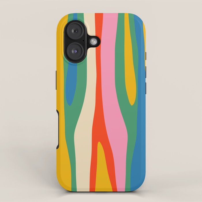 Wild Stripes Colorful Modern Abstract Pop Pattern Blue Pink Red Green Mustard Yellow iPhone Case Gallery Image 1
