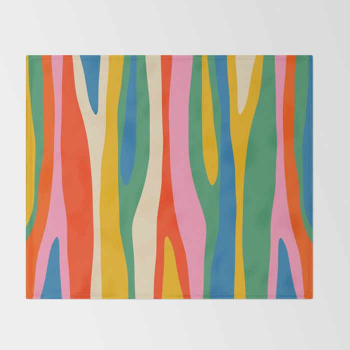 Wild Stripes Colorful Modern Abstract Pop Pattern Blue Pink Red Green Mustard Yellow Throw Blanket Gallery Image 2