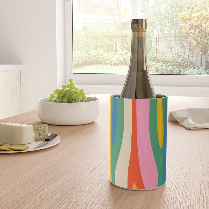 Wild Stripes Colorful Modern Abstract Pop Pattern Blue Pink Red Green Mustard Yellow Wine Chiller Gallery Image 4