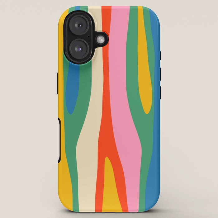 Wild Stripes Colorful Modern Abstract Pop Pattern Blue Pink Red Green Mustard Yellow iPhone Case Gallery Image 5
