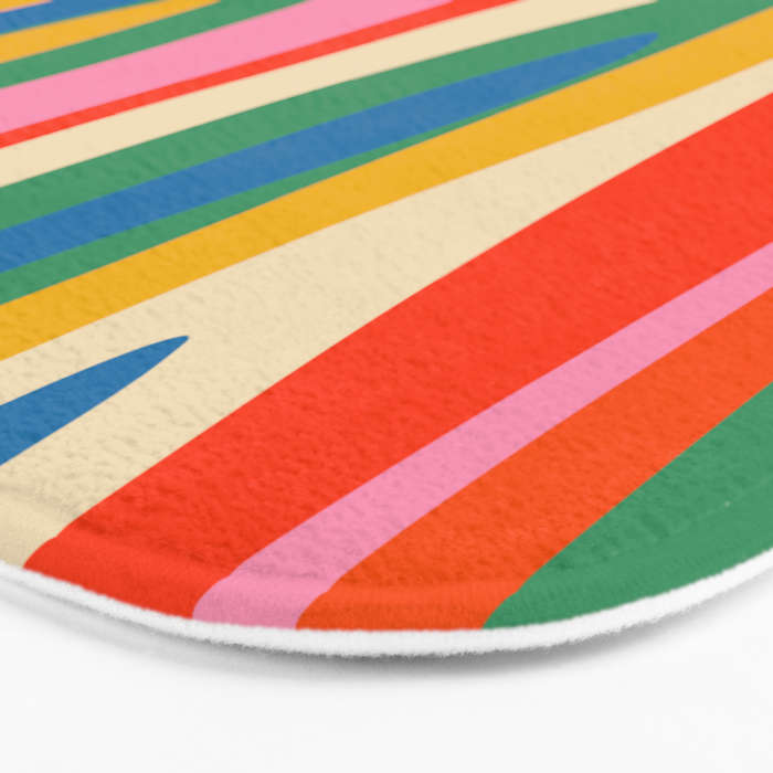Wild Stripes Colorful Modern Abstract Pop Pattern Blue Pink Red Green Mustard Yellow Bath Mat Gallery Image 3