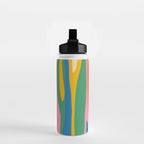 Wild Stripes Colorful Modern Abstract Pop Pattern Blue Pink Red Green Mustard Yellow Water Bottle Gallery Image 2
