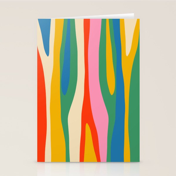 Wild Stripes Colorful Modern Abstract Pop Pattern Blue Pink Red Green Mustard Yellow Stationery Card Gallery Image 2