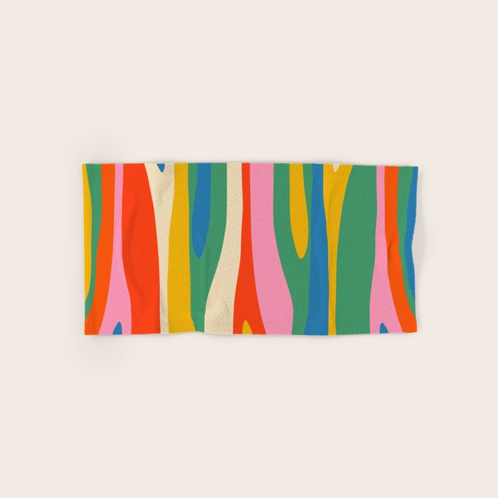 Wild Stripes Colorful Modern Abstract Pop Pattern Blue Pink Red Green Mustard Yellow Bath Towel Gallery Image 1