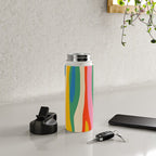 Wild Stripes Colorful Modern Abstract Pop Pattern Blue Pink Red Green Mustard Yellow Water Bottle Gallery Image 4