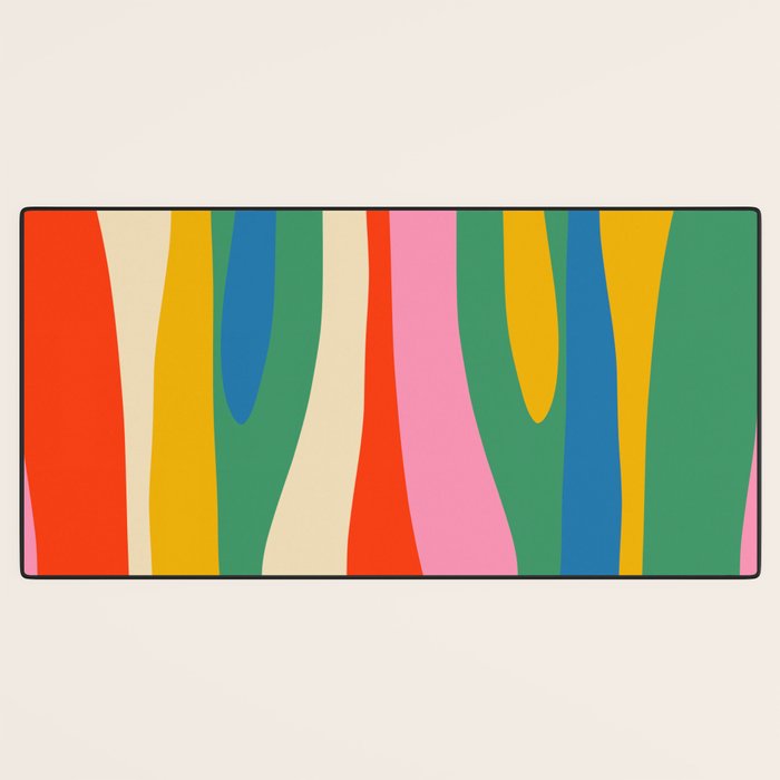 Wild Stripes Colorful Modern Abstract Pop Pattern Blue Pink Red Green Mustard Yellow Desk Mat Gallery Image 3