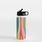 Wild Stripes Colorful Modern Abstract Pop Pattern Blue Pink Red Green Mustard Yellow Water Bottle Gallery Image 1