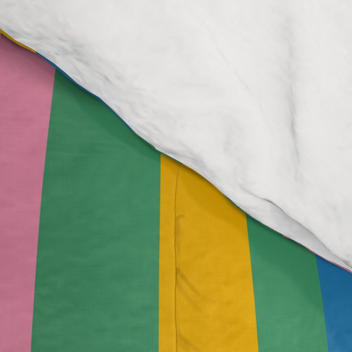 Wild Stripes Colorful Modern Abstract Pop Pattern Blue Pink Red Green Mustard Yellow Comforter Gallery Image 4
