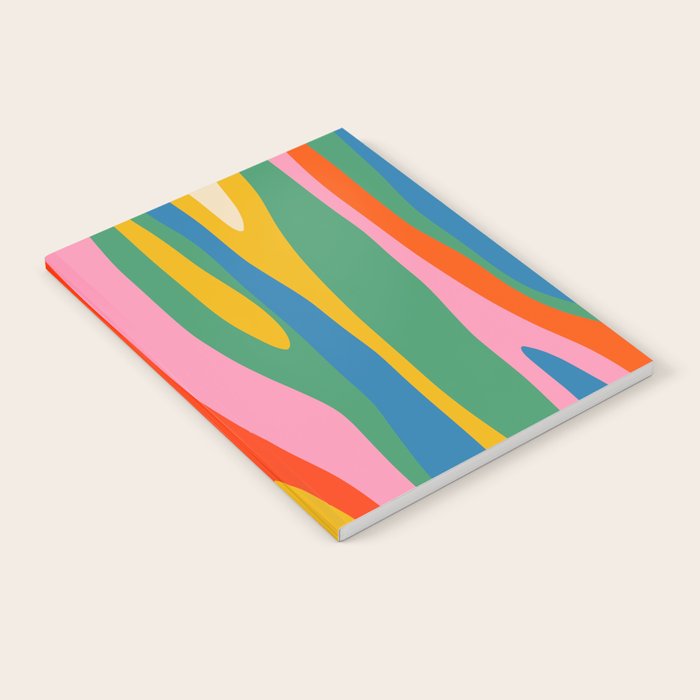 Wild Stripes Colorful Modern Abstract Pop Pattern Blue Pink Red Green Mustard Yellow Notebook Gallery Image 2