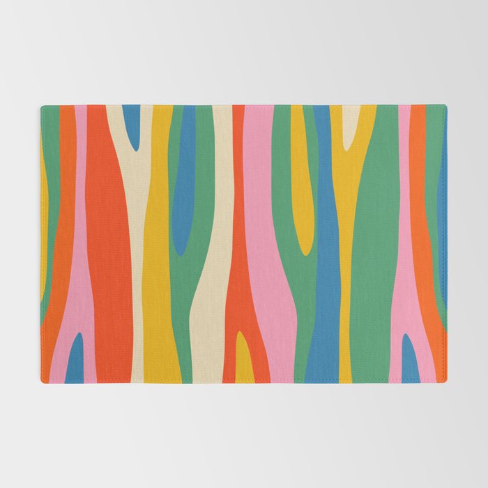 Wild Stripes Colorful Modern Abstract Pop Pattern Blue Pink Red Green Mustard Yellow Rug Gallery Image 2