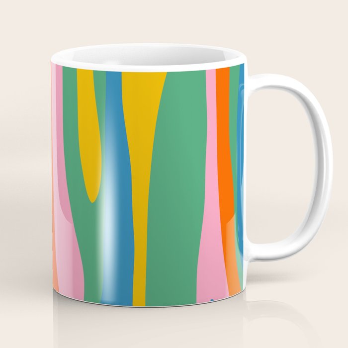 Wild Stripes Colorful Modern Abstract Pop Pattern Blue Pink Red Green Mustard Yellow Coffee Mug Gallery Image 1