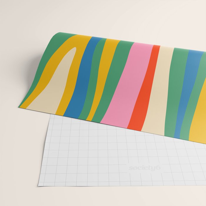 Wild Stripes Colorful Modern Abstract Pop Pattern Blue Pink Red Green Mustard Yellow Wrapping Paper Gallery Image 2