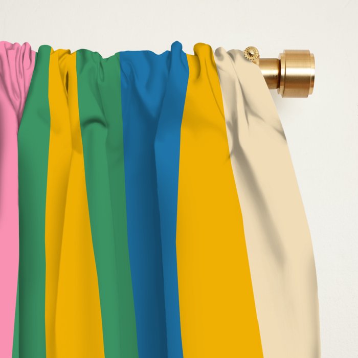 Wild Stripes Colorful Modern Abstract Pop Pattern Blue Pink Red Green Mustard Yellow Window Curtain Gallery Image 2