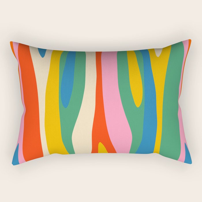 Wild Stripes Colorful Modern Abstract Pop Pattern Blue Pink Red Green Mustard Yellow Rectangular Pillow Gallery Image 2