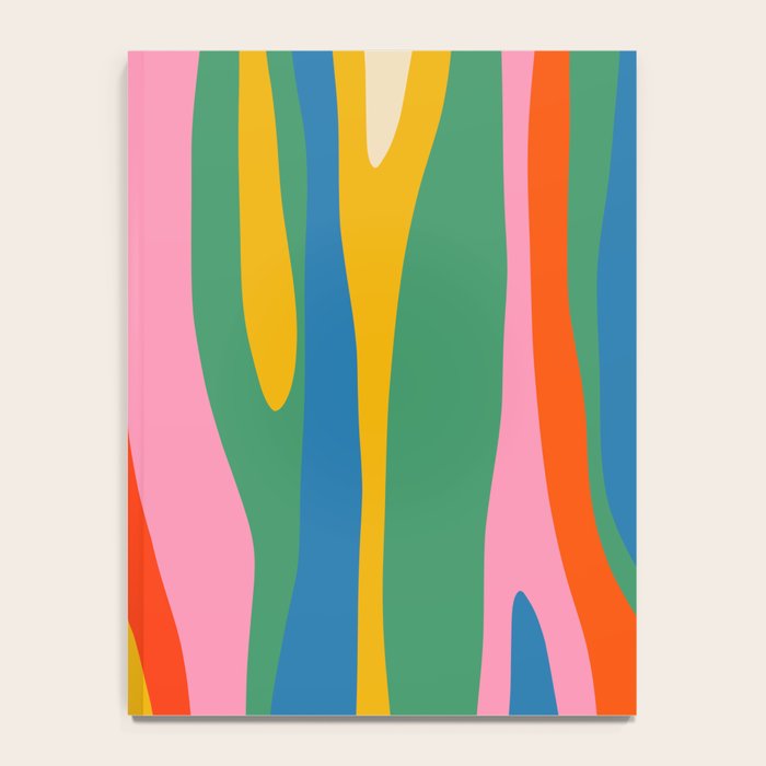 Wild Stripes Colorful Modern Abstract Pop Pattern Blue Pink Red Green Mustard Yellow Notebook Gallery Image 4