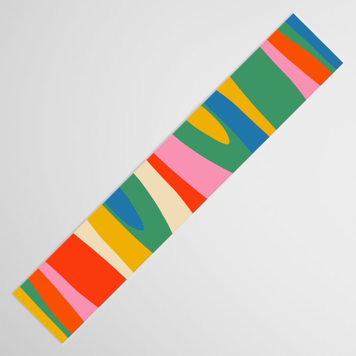 Wild Stripes Colorful Modern Abstract Pop Pattern Blue Pink Red Green Mustard Yellow Table Runner Gallery Image 3