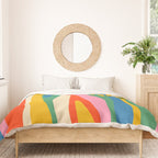 Wild Stripes Colorful Modern Abstract Pop Pattern Blue Pink Red Green Mustard Yellow Duvet Cover Gallery Image 3