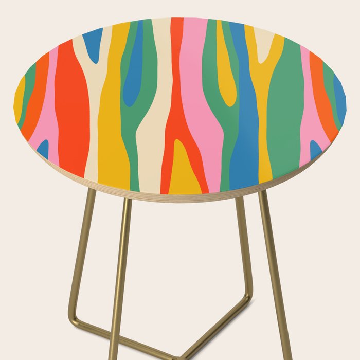 Wild Stripes Colorful Modern Abstract Pop Pattern Blue Pink Red Green Mustard Yellow Side Table Gallery Image 2