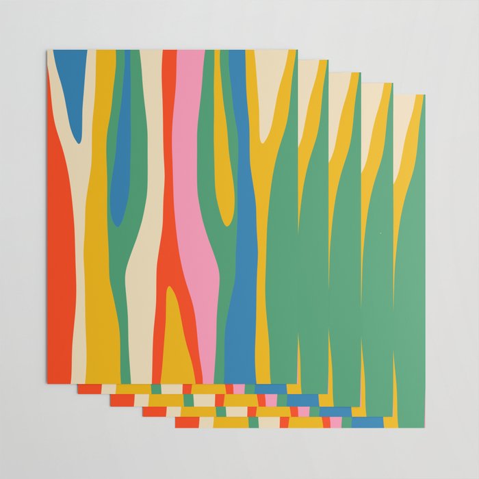 Wild Stripes Colorful Modern Abstract Pop Pattern Blue Pink Red Green Mustard Yellow Wrapping Paper Gallery Image 3