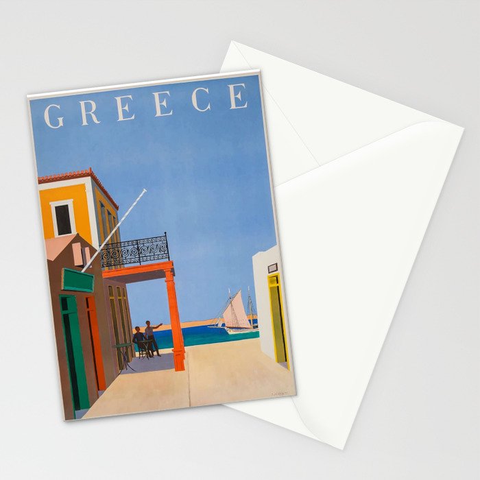 Greece Midcentury Modern Vintage Travel Poster Minimal Style Stationery Card Gallery Image 2