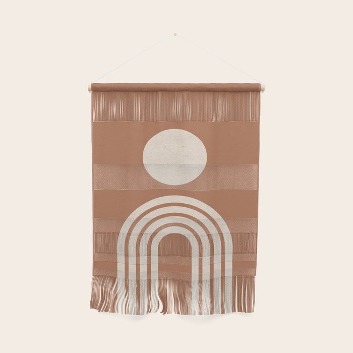 Mid century modern sun and rainbow on terracotta Wall Hanging Gallery Image 1