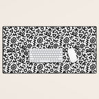Fun black and white doodle art pattern Desk Mat Gallery Image 1