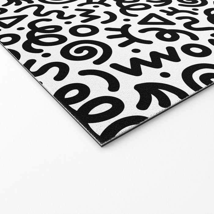Fun black and white doodle art pattern Welcome Mat Gallery Image 2