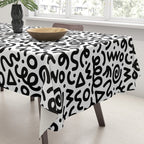 Fun black and white doodle art pattern Tablecloth Gallery Image 3