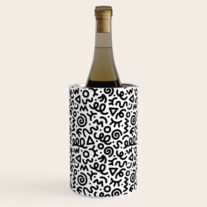 Fun black and white doodle art pattern Wine Chiller Gallery Image 2