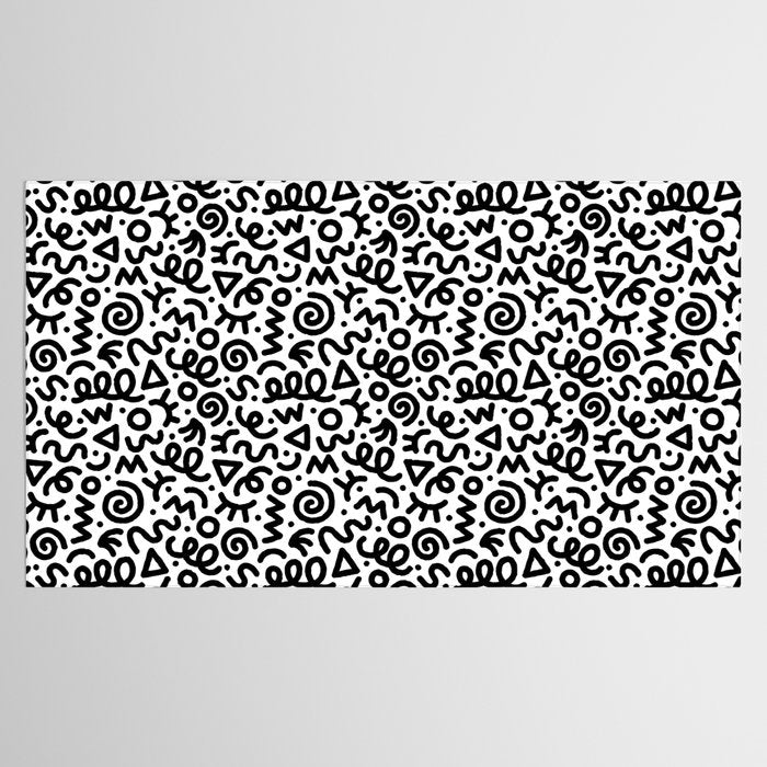 Fun black and white doodle art pattern Tablecloth Gallery Image 2