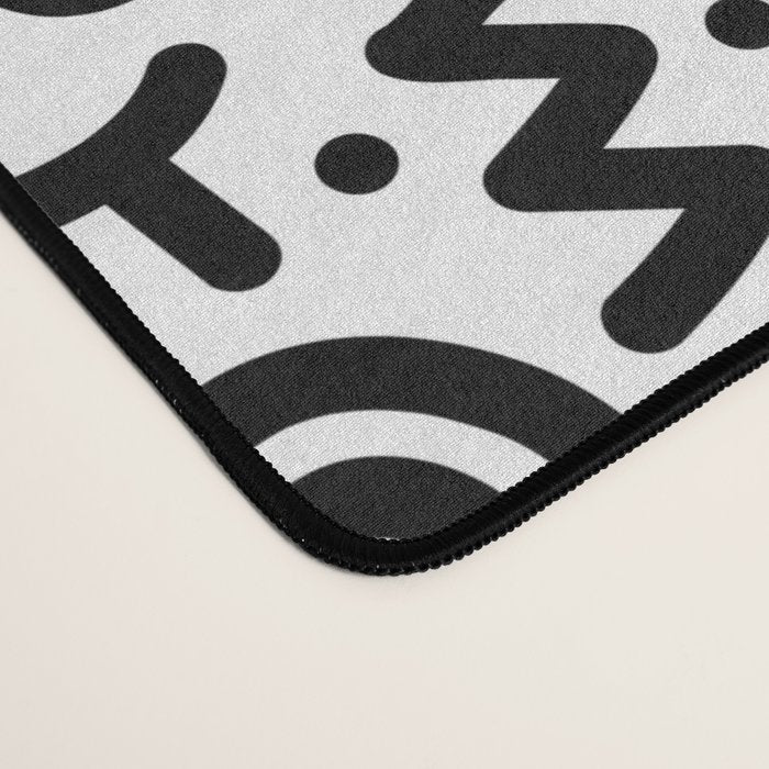 Fun black and white doodle art pattern Desk Mat Gallery Image 4
