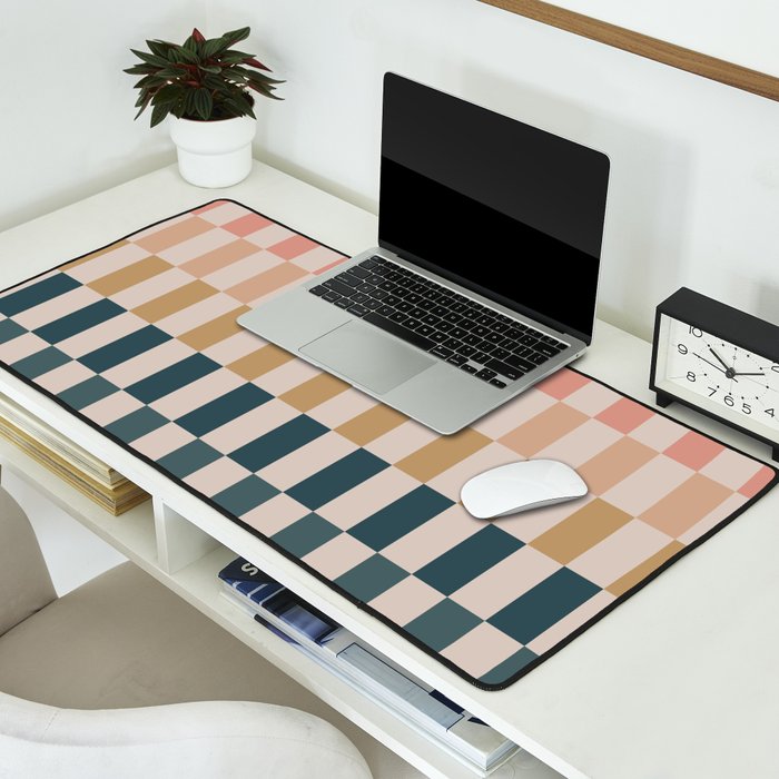 Green And Terracotta Stripes Desk Mat Gallery Image 2