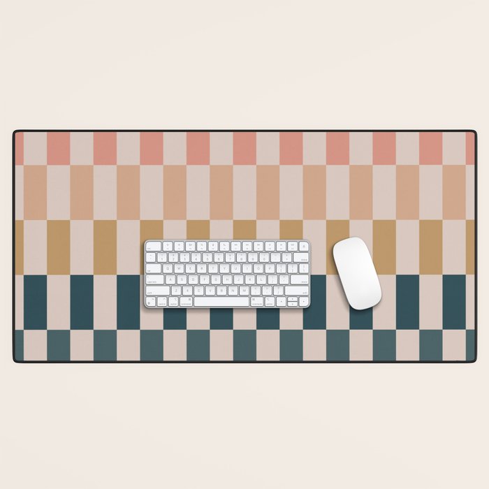 Green And Terracotta Stripes Desk Mat Gallery Image 1