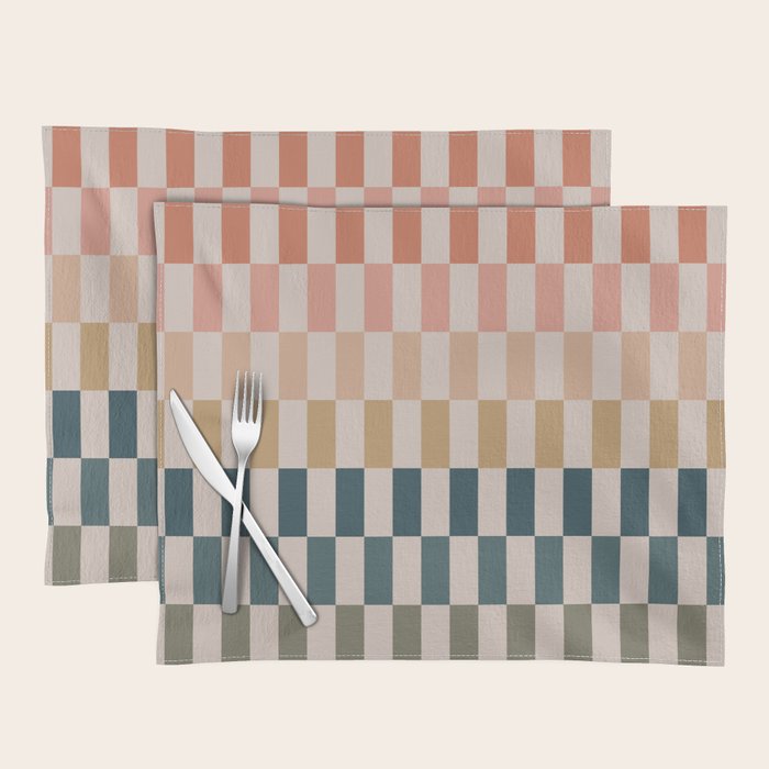 Green And Terracotta Stripes Placemat Gallery Image 1