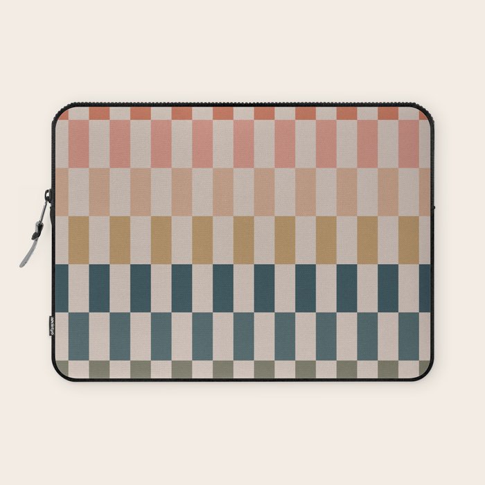 Green And Terracotta Stripes Laptop Sleeve Gallery Image 1
